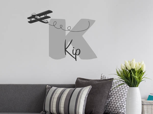 Wandtattoo Kip mit Flugzeug