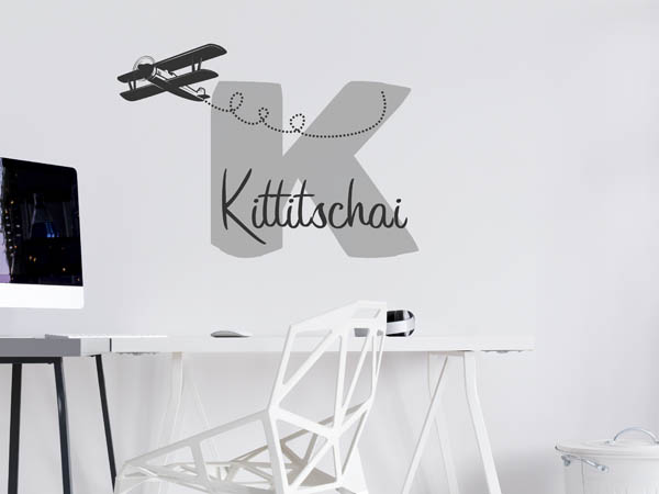 Wandtattoo Kittitschai mit Flugzeug