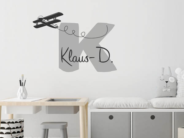 Wandtattoo Klaus-D. mit Flugzeug