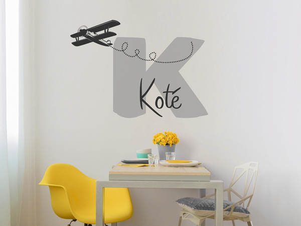 Wandtattoo Koté mit Flugzeug