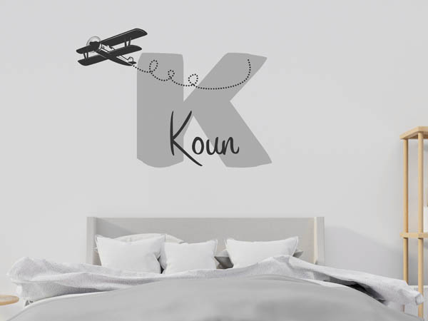 Wandtattoo Koun mit Flugzeug