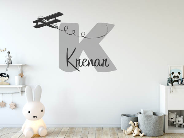 Wandtattoo Krenar mit Flugzeug