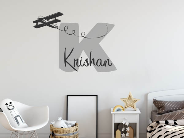 Wandtattoo Krishan mit Flugzeug
