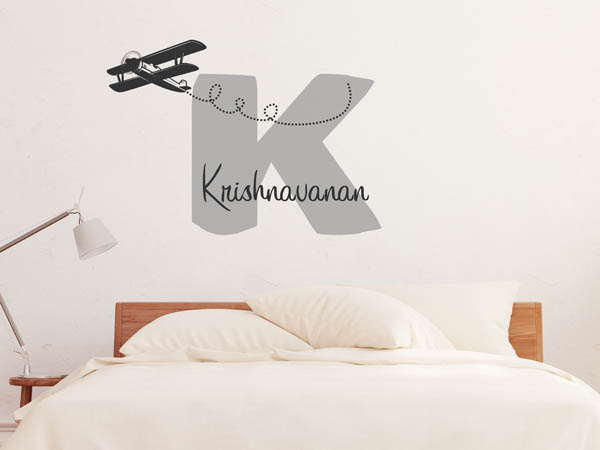 Wandtattoo Krishnavanan mit Flugzeug