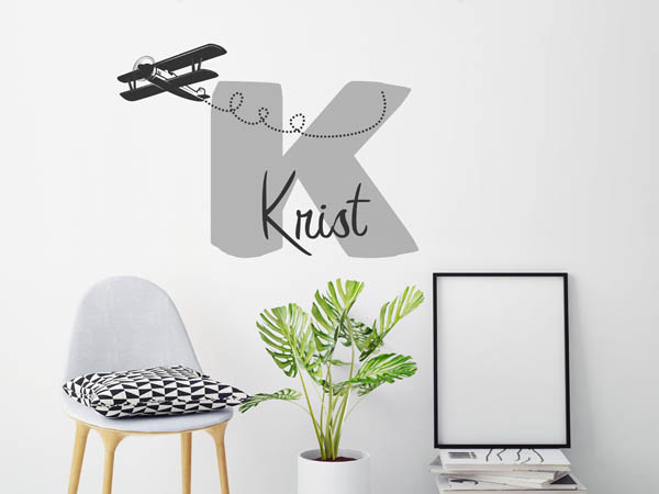 Wandtattoo Krist mit Flugzeug