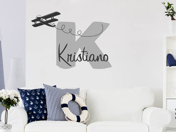 Wandtattoo Kristiano mit Flugzeug