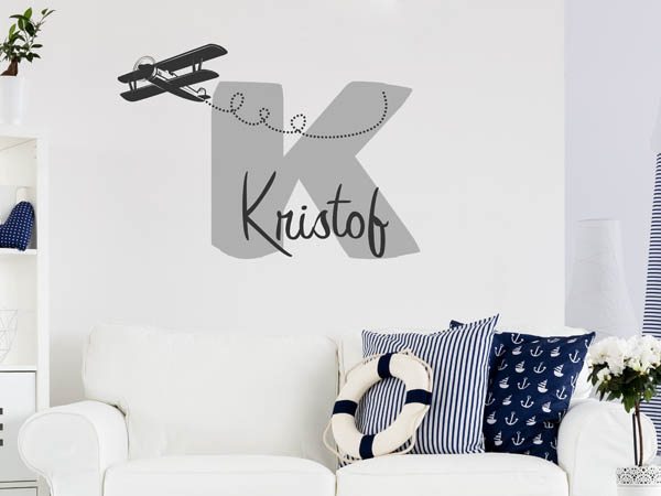 Wandtattoo Kristof mit Flugzeug