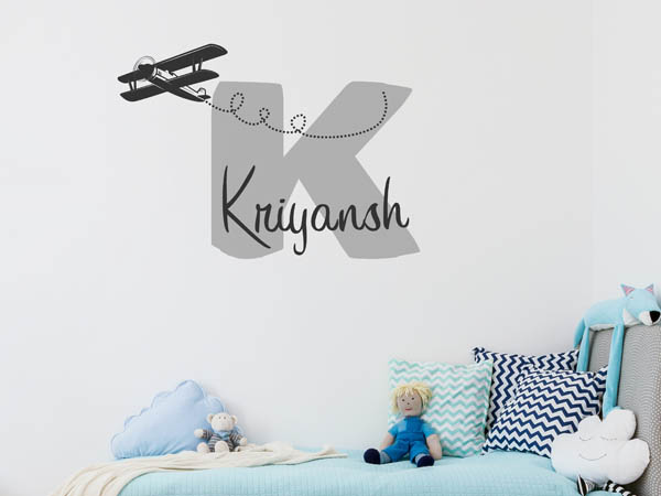 Wandtattoo Kriyansh mit Flugzeug
