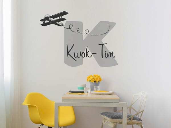 Wandtattoo Kwok-Tim mit Flugzeug