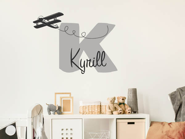 Wandtattoo Kyrill mit Flugzeug