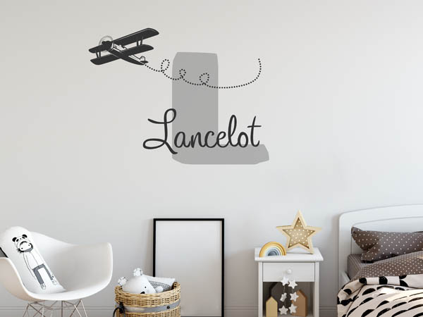 Wandtattoo Lancelot mit Flugzeug