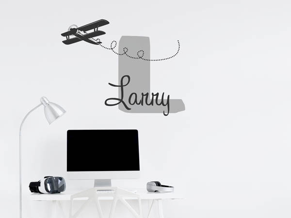 Wandtattoo Larry mit Flugzeug