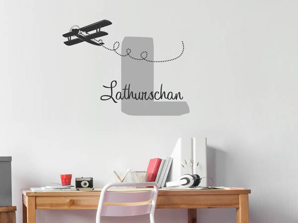 Wandtattoo Lathurschan mit Flugzeug