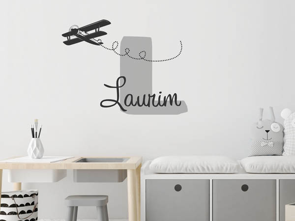 Wandtattoo Laurim mit Flugzeug