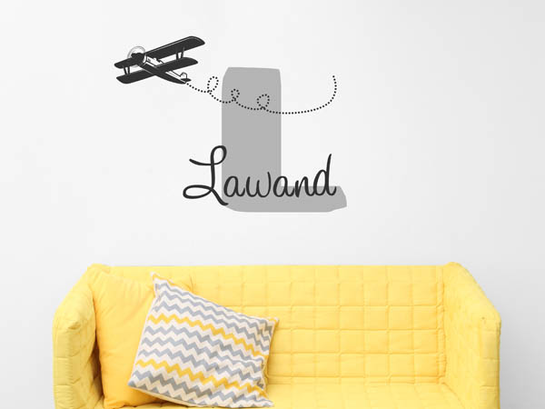 Wandtattoo Lawand mit Flugzeug