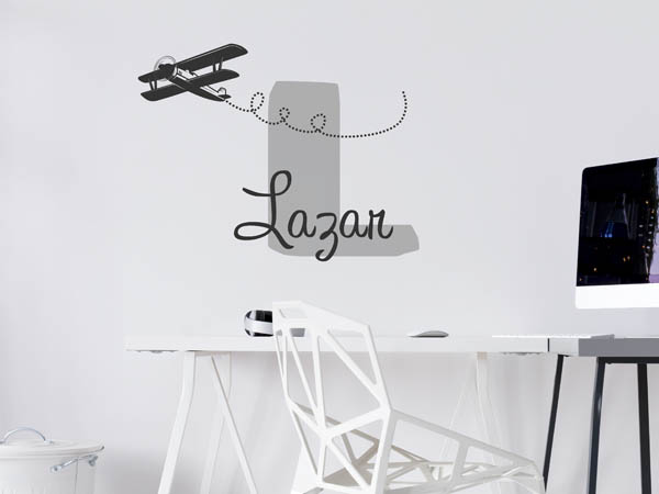 Wandtattoo Lazar mit Flugzeug