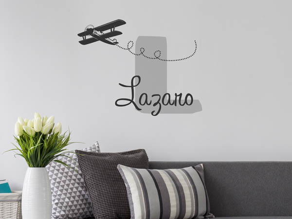 Wandtattoo Lazaro mit Flugzeug