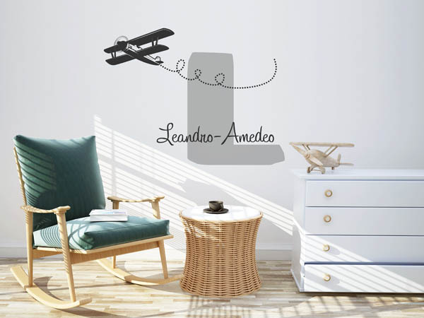 Wandtattoo Leandro-Amedeo mit Flugzeug