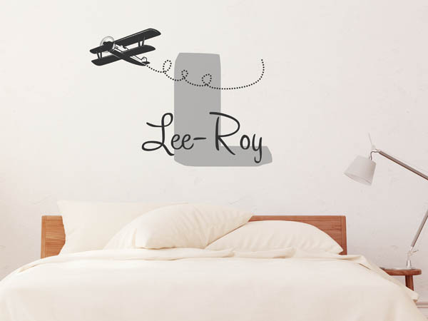 Wandtattoo Lee-Roy mit Flugzeug