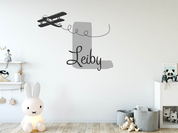 Wandtattoo Leiby mit Flugzeug
