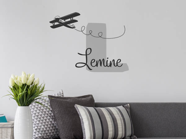 Wandtattoo Lemine mit Flugzeug