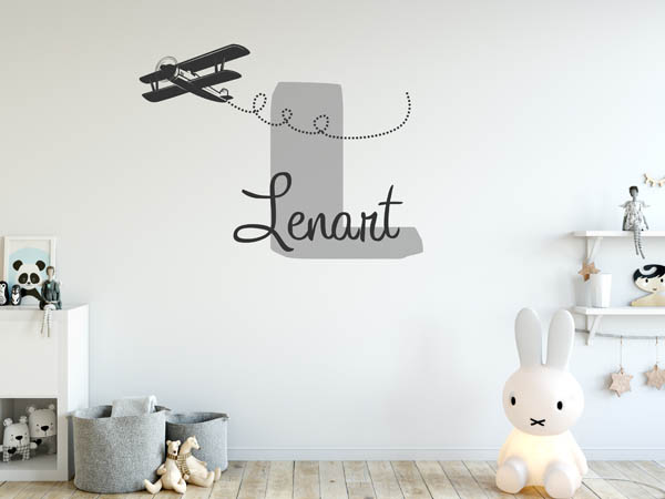 Wandtattoo Lenart mit Flugzeug