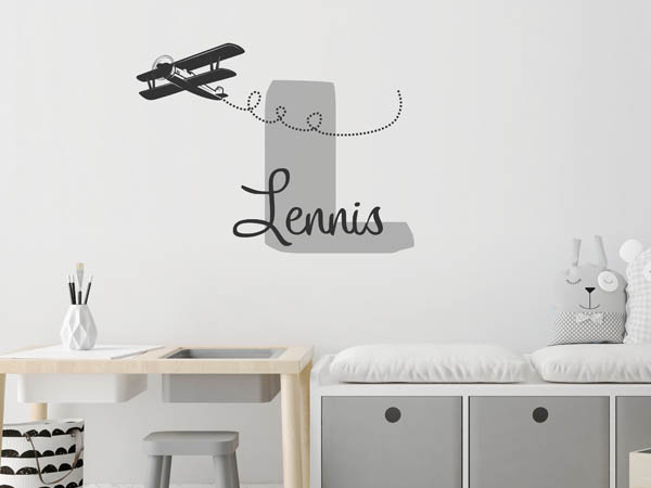 Wandtattoo Lennis mit Flugzeug