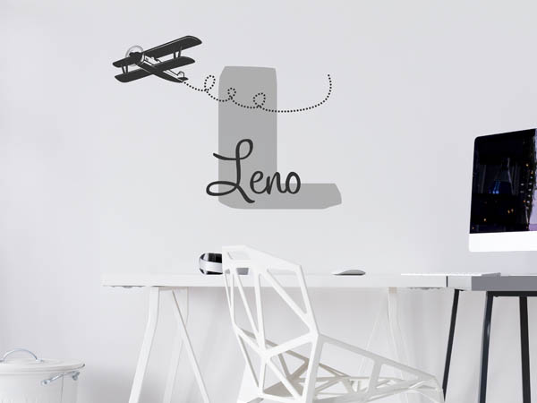 Wandtattoo Leno mit Flugzeug
