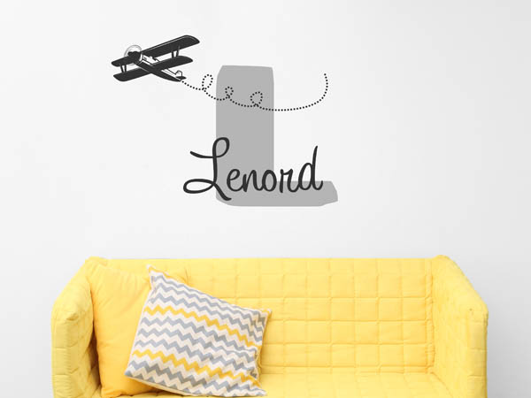 Wandtattoo Lenord mit Flugzeug