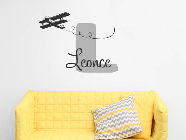 Wandtattoo Leonce mit Flugzeug