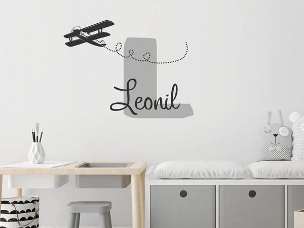 Wandtattoo Leonil mit Flugzeug