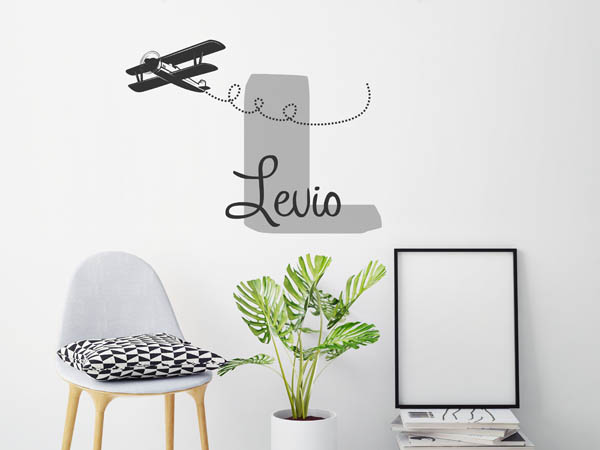 Wandtattoo Levio mit Flugzeug