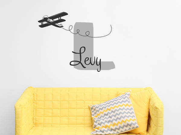 Wandtattoo Levy mit Flugzeug