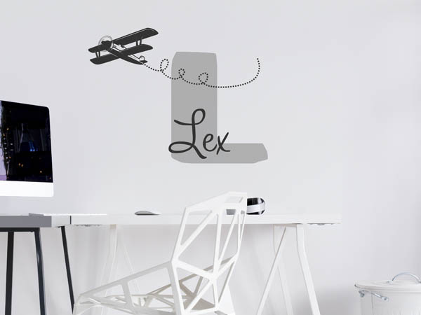 Wandtattoo Lex mit Flugzeug