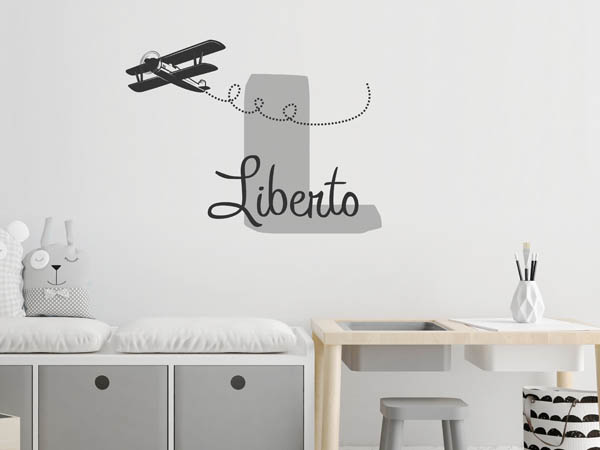 Wandtattoo Liberto mit Flugzeug