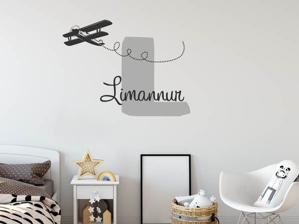 Wandtattoo Limannur mit Flugzeug