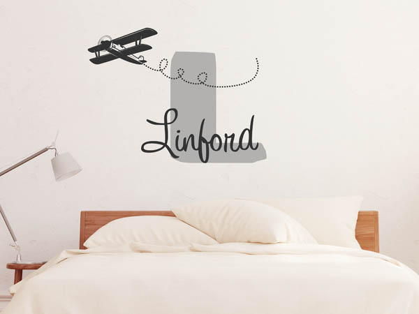 Wandtattoo Linford mit Flugzeug