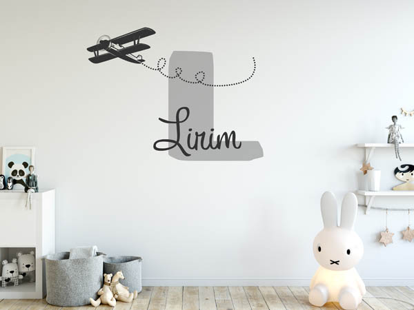 Wandtattoo Lirim mit Flugzeug