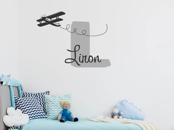 Wandtattoo Liron mit Flugzeug