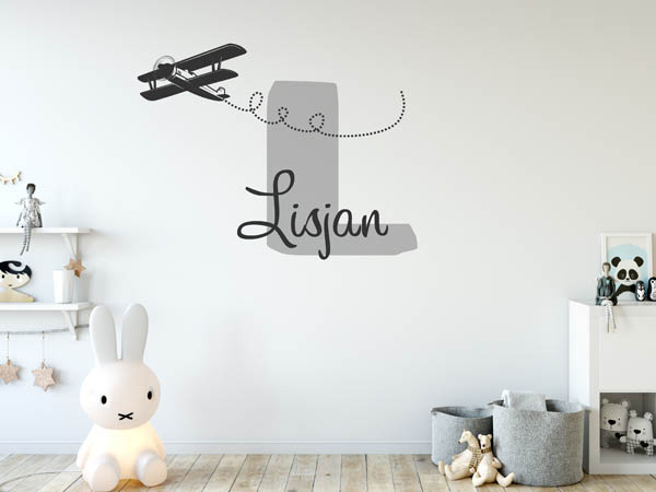 Wandtattoo Lisjan mit Flugzeug