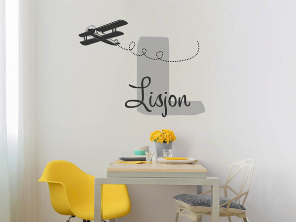 Wandtattoo Lisjon mit Flugzeug