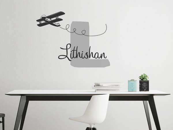 Wandtattoo Lithishan mit Flugzeug
