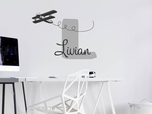 Wandtattoo Livian mit Flugzeug
