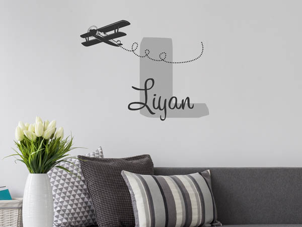 Wandtattoo Liyan mit Flugzeug