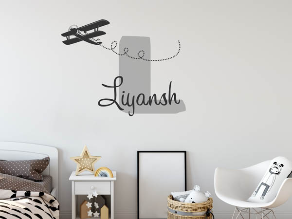 Wandtattoo Liyansh mit Flugzeug
