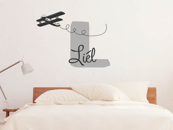 Wandtattoo Liél mit Flugzeug