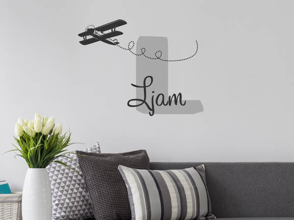 Wandtattoo Ljam mit Flugzeug