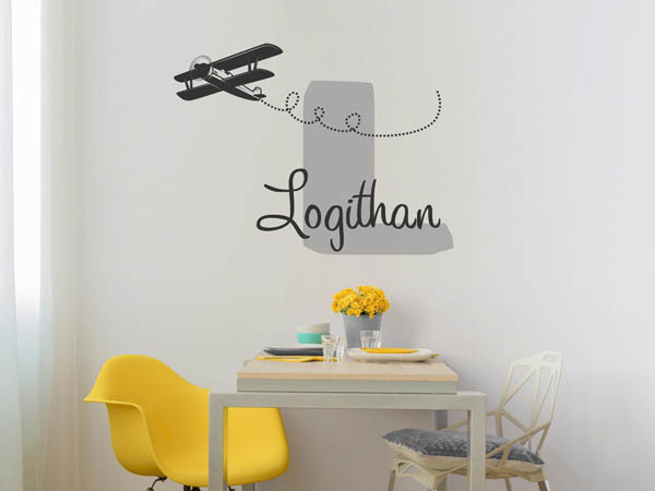 Wandtattoo Logithan mit Flugzeug
