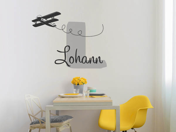 Wandtattoo Lohann mit Flugzeug