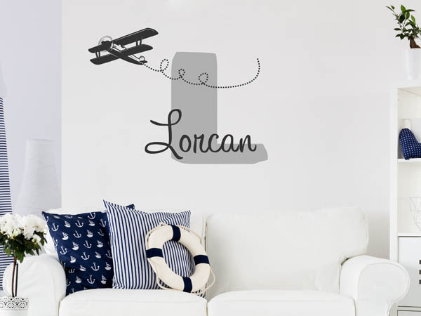 Wandtattoo Lorcan mit Flugzeug